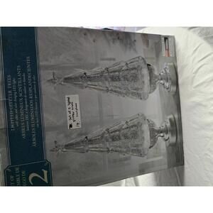 Set of 2 Lighted Glitter Christmas Trees with Color Changing LED Lights